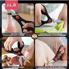 3-in-1 Multifunction Kitchen Scissors – Stainless Steel Food Scissors with Bottle Opener & Nut Cracker