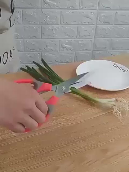 3-in-1 Multifunction Kitchen Scissors – Stainless Steel Food Scissors with Bottle Opener & Nut Cracker