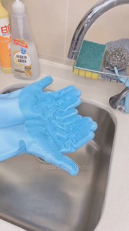 Silicone Washing Gloves – Premium Reusable Cleaning Gloves with Scrubber for Kitchen & Home