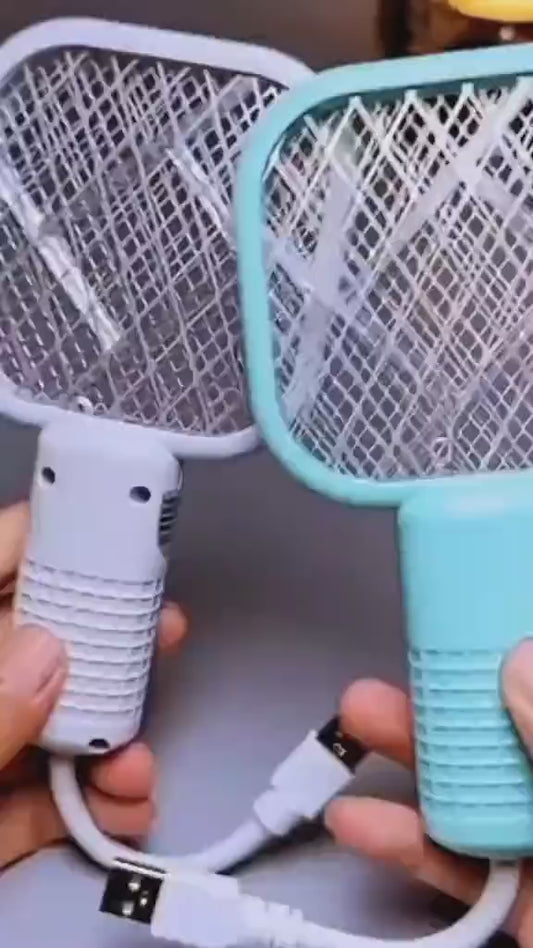 USB Rechargeable Electric Mosquito Swatter Trap with UV Light – Portable Insect & Fly Killer Racket