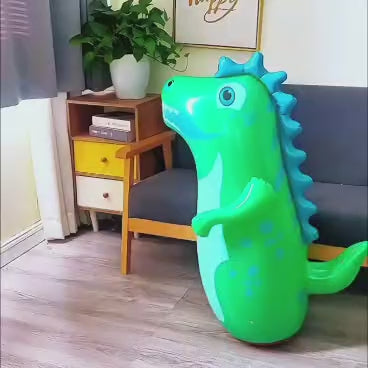 Inflatable Dinosaur Punching Bag with Reindeer Ring Toss – Indoor & Outdoor Kids Party Toy