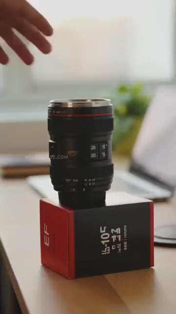 Camera Lens Travel Mug – DSLR Camera Shaped Coffee Cup with Lid